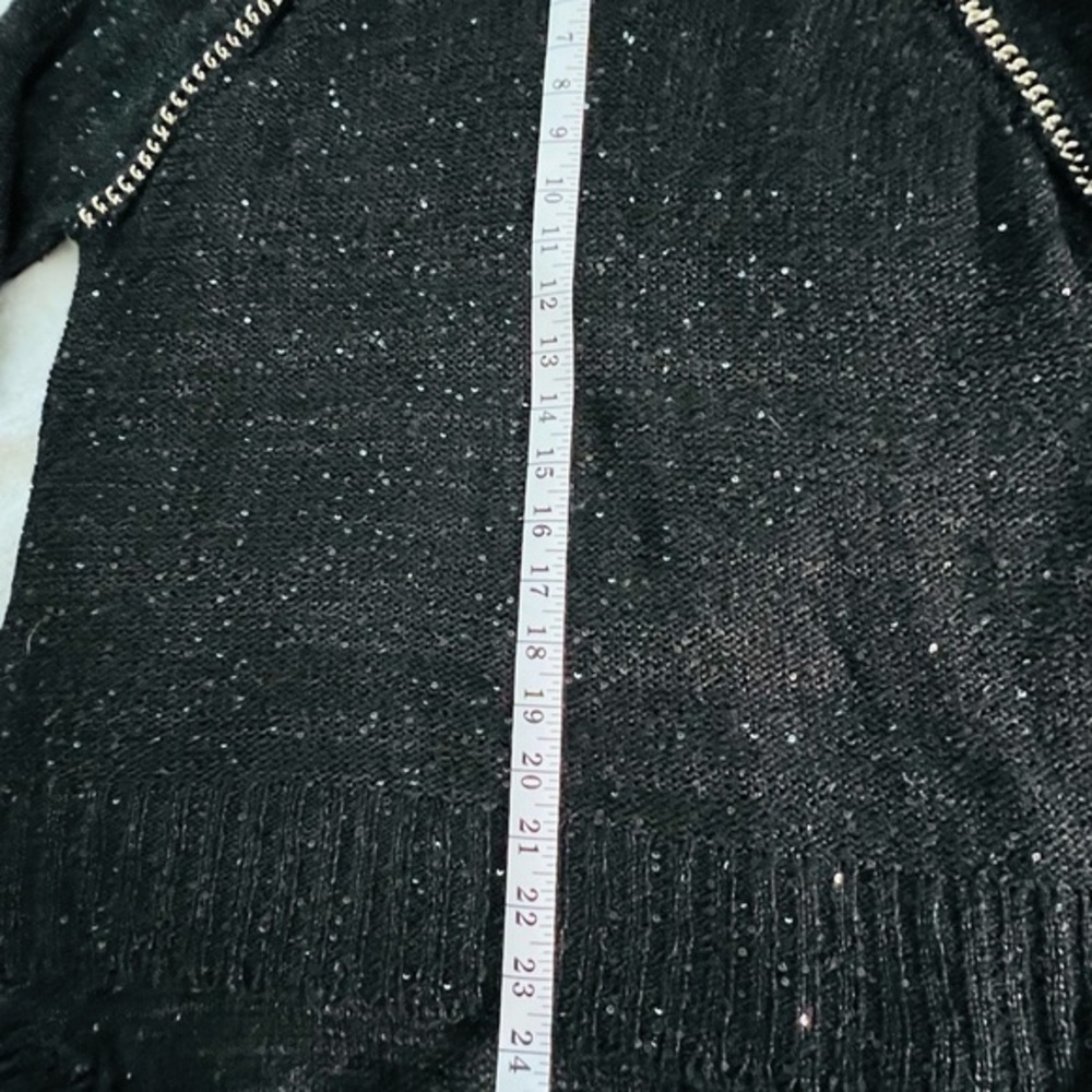 Agaci Women's Black Sweater with Gold Chain Detail and Sequins. Brand new NWOT